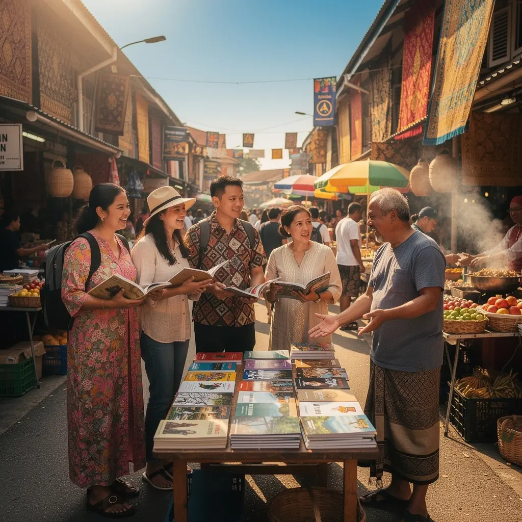 A collection of travel writing books that explore the rich culture and history of Malaysia.